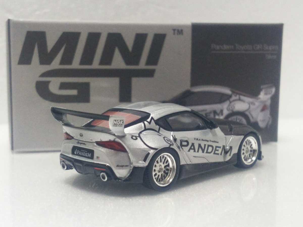GR Toyota Pandem 1/64 GT MINI パンデム　grスープラ　シルバー　トイザらス　カーボンボンネット minigt スープラ シルバー(左ハンドル V1.0 ミニカー