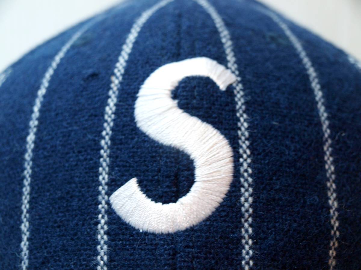 キャップ Supreme American Leagues supreme 特集,良品Supreme Supreme シュプリーム American Needle S Logo Pinstripe Cap 2008SS Navy 7 1/2 アメリカンニードルズ ピンストライプ Sロゴキャップ 新品