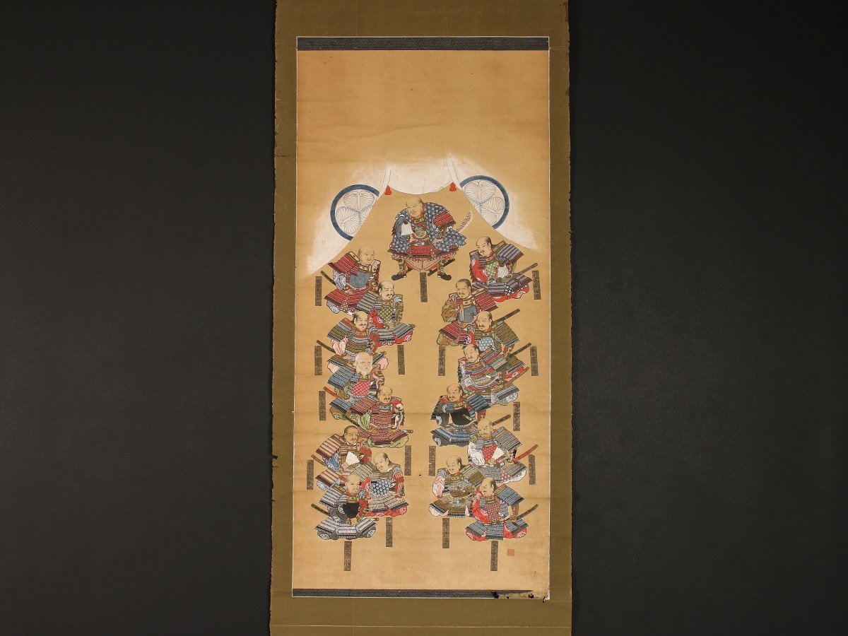 版画】【1円開始】【伝来】ky4162 徳川十六神将図 木版手彩色 徳川家康