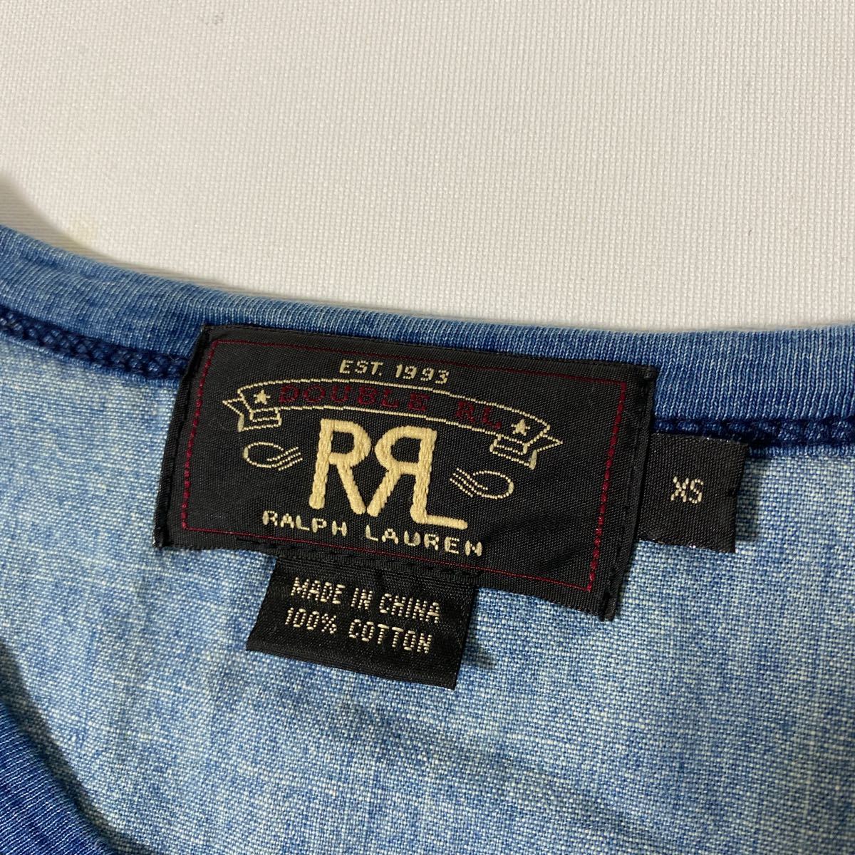 美品 RRL ウォバッシュ ストライプ ヘンリー ネック カットソー LS T