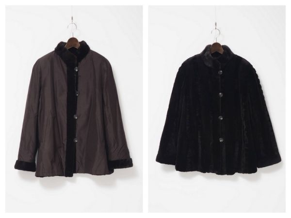 【正規品，新品】 MD6429 リバーシブル 最高級毛皮 SAGA MINK/サガ ミンク シェアードミンク&times;総シルク ファーコート/ハーフコート ブラウン サイズF(ミンク)｜売買されたオークション情報、yahooの商品情報をア ミンク