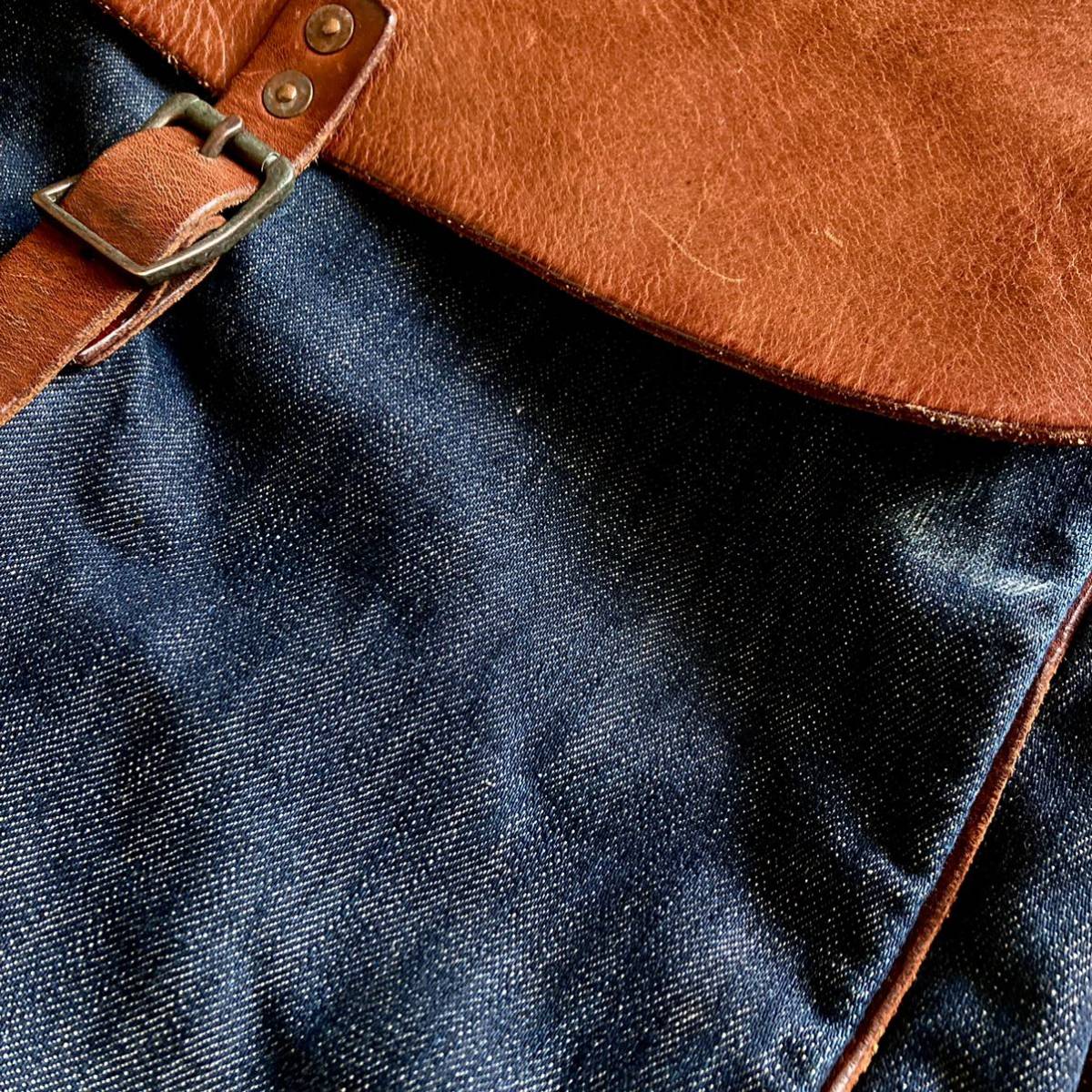RRL ビンテージ デニム & レザー バッグ/ Ralph Lauren ダブルアール 