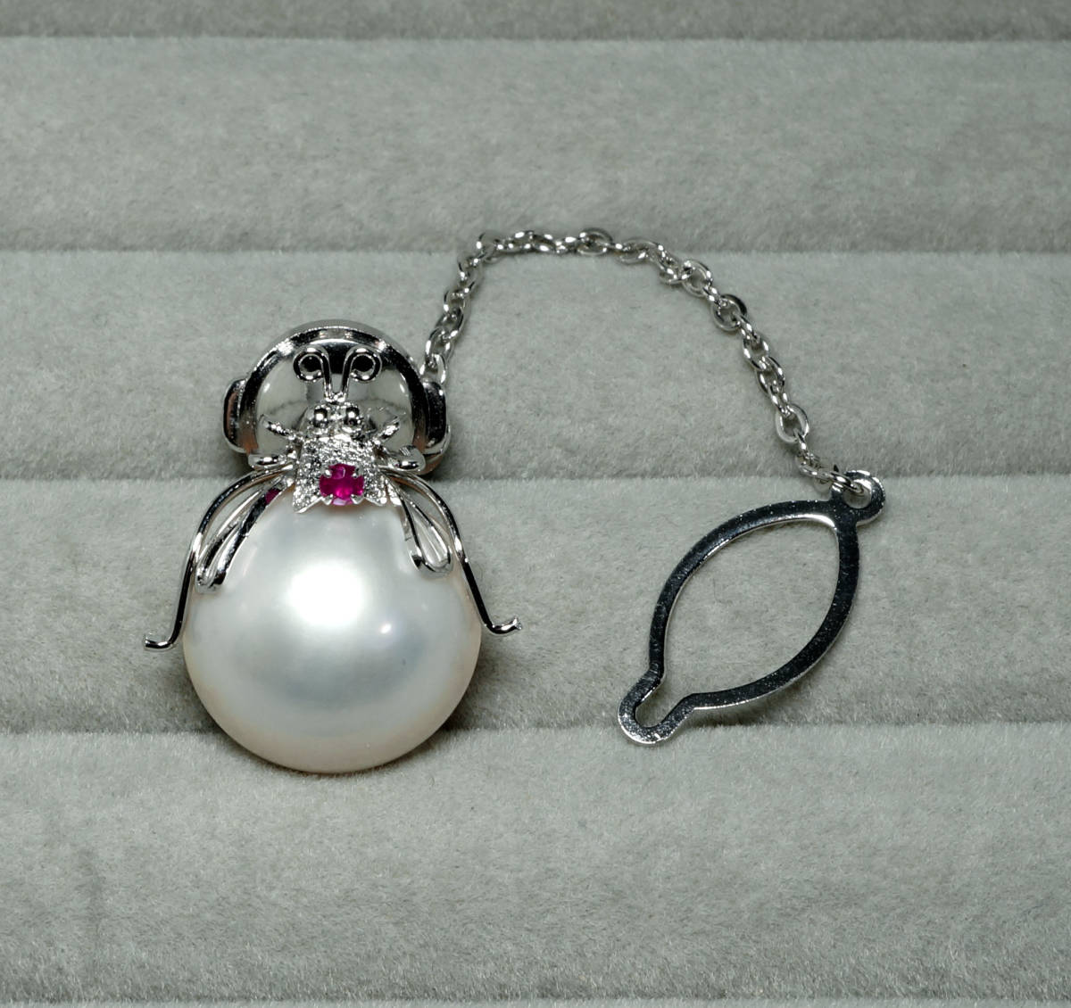 天然マベパール 照り最高 14.8mm ルビー 2.8g SV ピンブローチ 宝石 