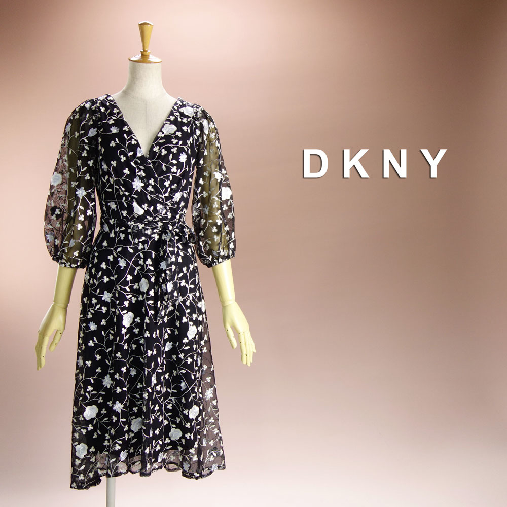 新品 Dkny 2 7号 ダナキャラン 黒 白 花柄 刺繍 七分袖 ワンピース パーティドレス 結婚式 二次会 披露宴 お呼ばれ 発表会 慶36w0501 Bigboxestudios Com Br