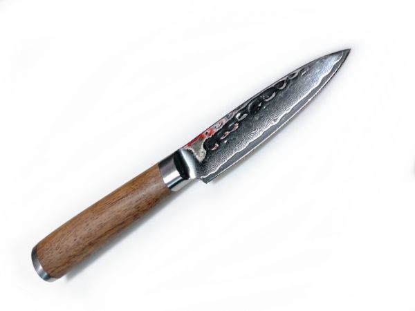  v金10号鏡面ニッケルダマスカス槌目90mm直 サンダルウッド柄 ペティーナイフ ステンレス包丁 /文化包丁 万能包丁 庖丁 皮むき 小三徳庖丁 .(ペティナイフ)｜売買されたオークション情報、yahoo 包丁
