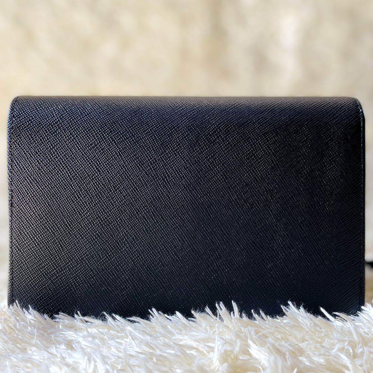 PRADA プラダ 2WAY チェーンショルダー 財布 ブラック サフィアーノ
