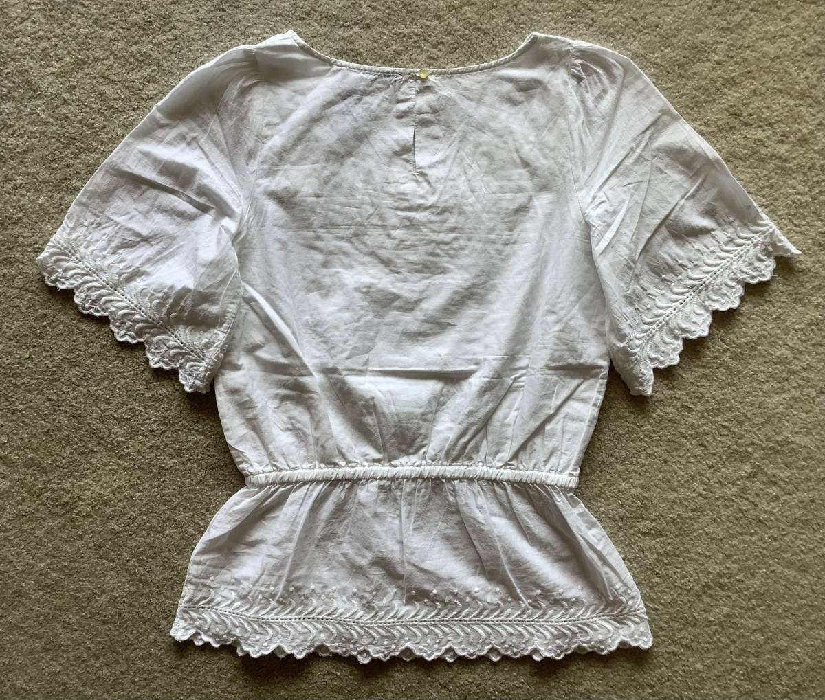 LAUREN Ralph Lauren新品M♪White花柄刺繍レースペプラムブラウス