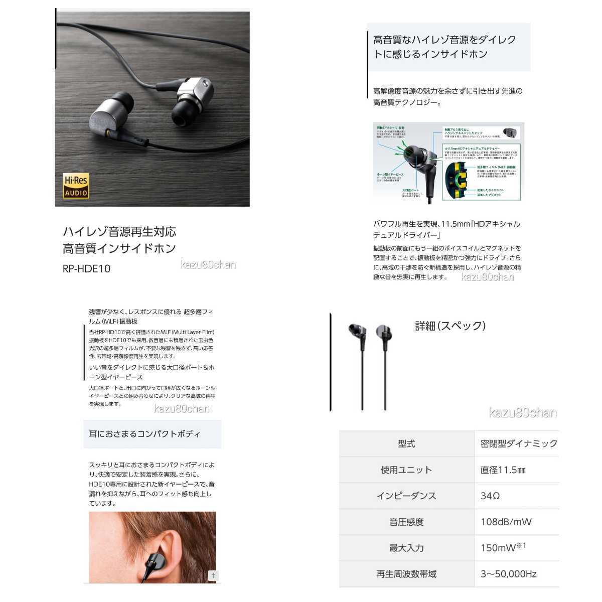 中古) Panasonic RP-HDE10 外箱破損、イヤホン本体傷有り、リモコン