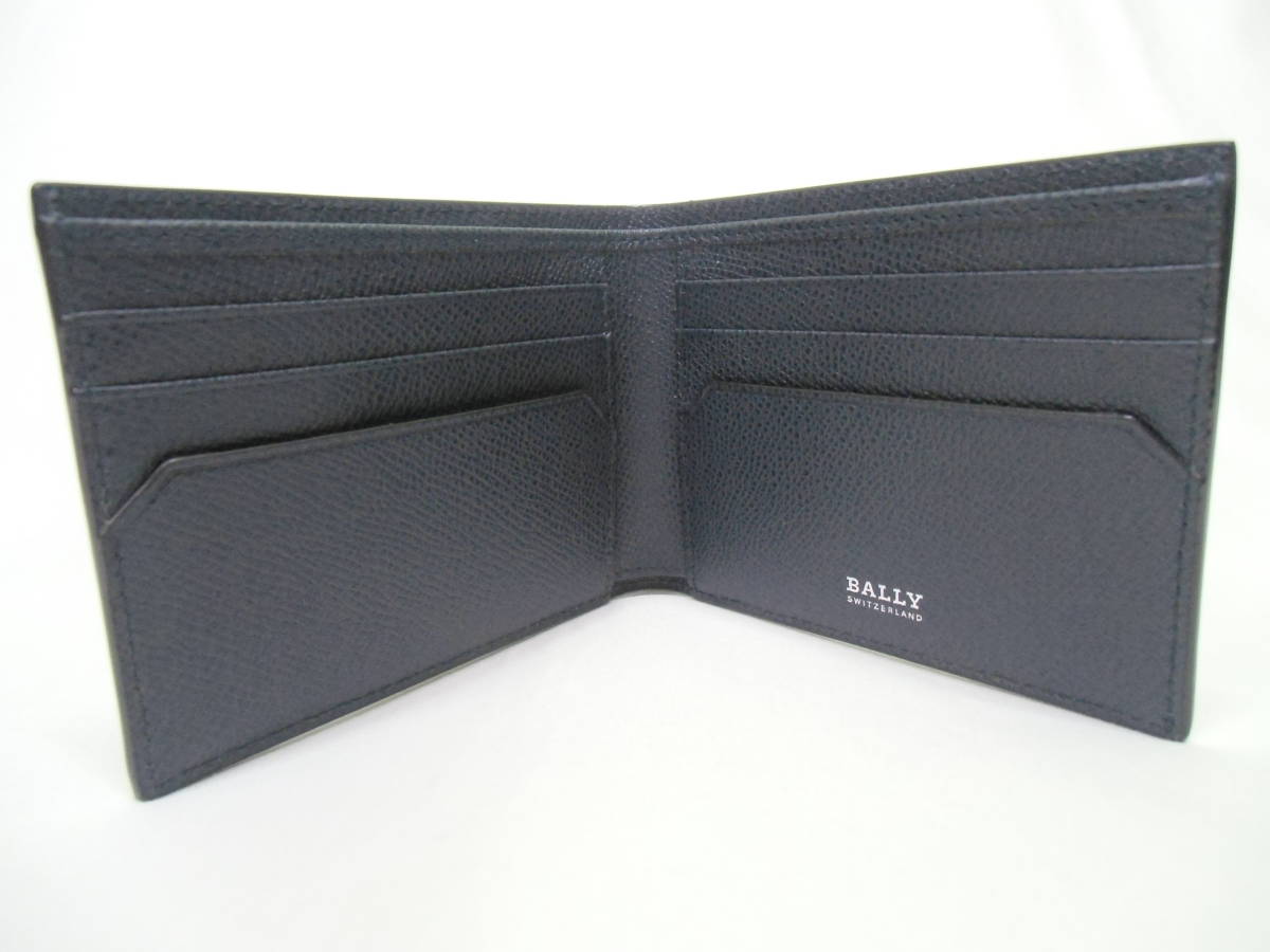 BALLY バリー ストライプ レザー ロゴ 二つ折り財布 メンズ 白 黒 