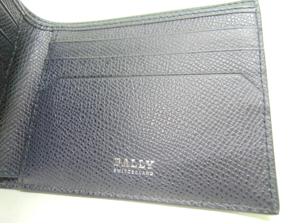 BALLY バリー ストライプ レザー ロゴ 二つ折り財布 メンズ 白 黒 