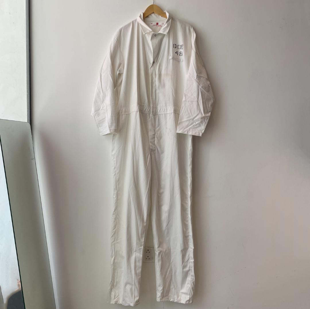 実品 ヴィンテージ USA製 囚人服 プリズナー つなぎ デッドストック(M