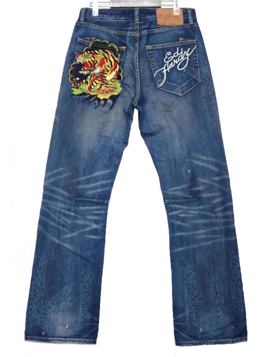 エドハーディー ED HARDY タイガー 虎 刺繍 デニムパンツ 32 【公式通販】