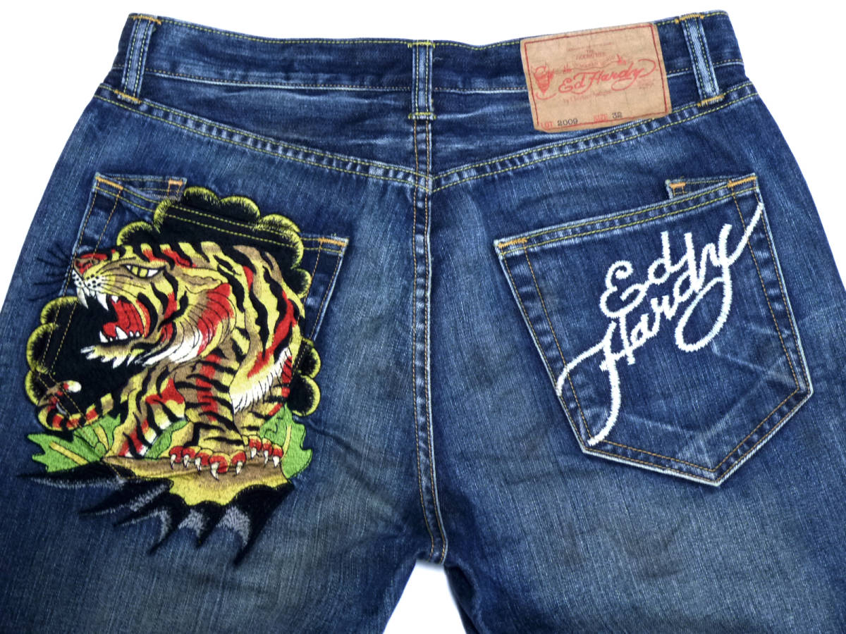 エドハーディー ED HARDY タイガー 虎 刺繍 デニムパンツ 32 【公式通販】