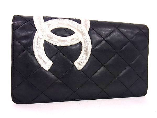 1円 シャネル CHANEL 二つ折り ・シャネル ブリリアント 1円 CHANEL シャネル ココマーク カンボンライン マトラッセ ラムスキン 二つ折り 長財布 ウォレット レディース ブラック系 a2201クオ