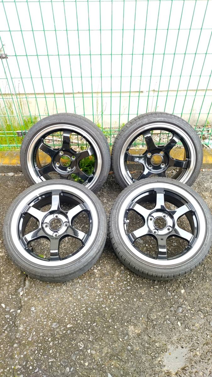 TE37風 6本スポーク 逆ゾリ 15インチ 6.5JJ＋38 PCD100 4穴 ハブ径60mm 