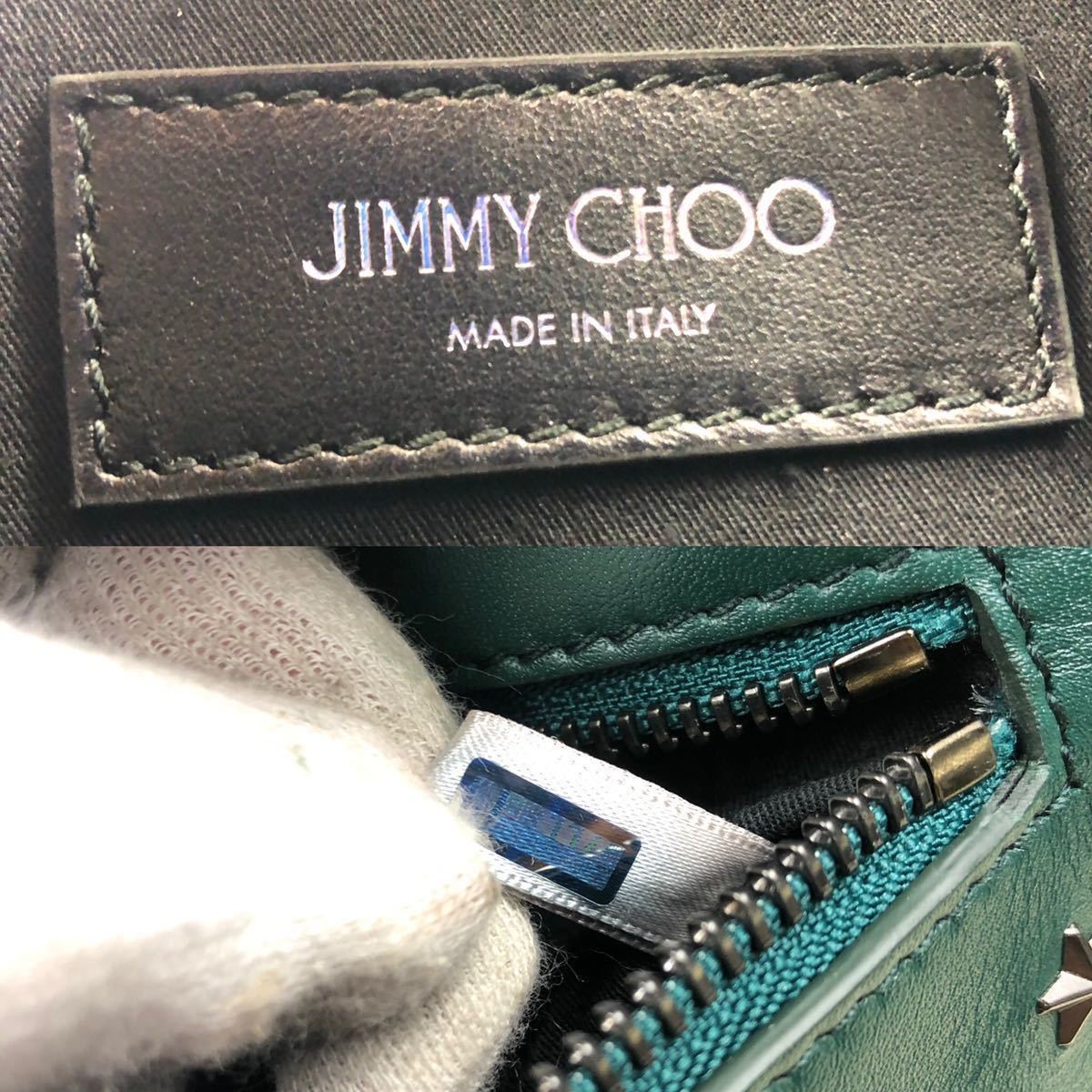 お*ん様 JIMMY CHOO 星型スタッズ　ボディバッグ 美品 JIMMY CHOO ジミーチュウ スタースタッズレザー ボディバッグ 黒