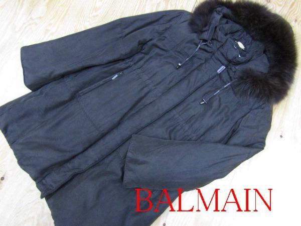 【極美品】BALMAIN バルマン　シルク100% コート　毛皮　ファー BALMAIN（シルク ・ ダウンコート）のフリマアイテム一覧 ロングコート
