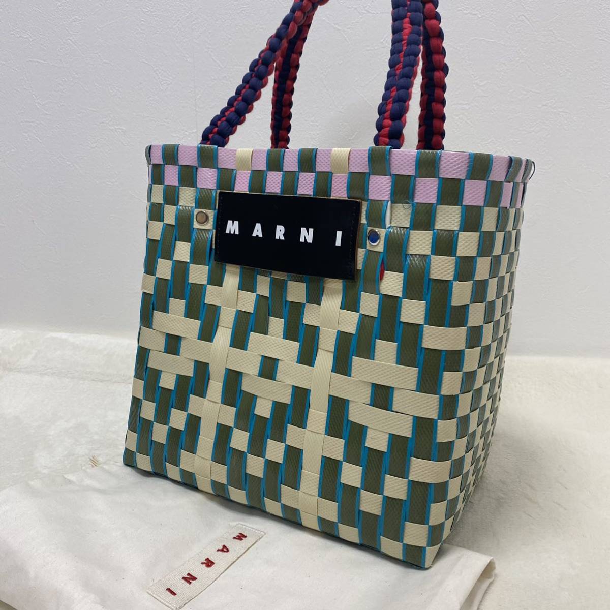 美品】マルニ MARNI マーケット MARKET バスケット トート ハンド 