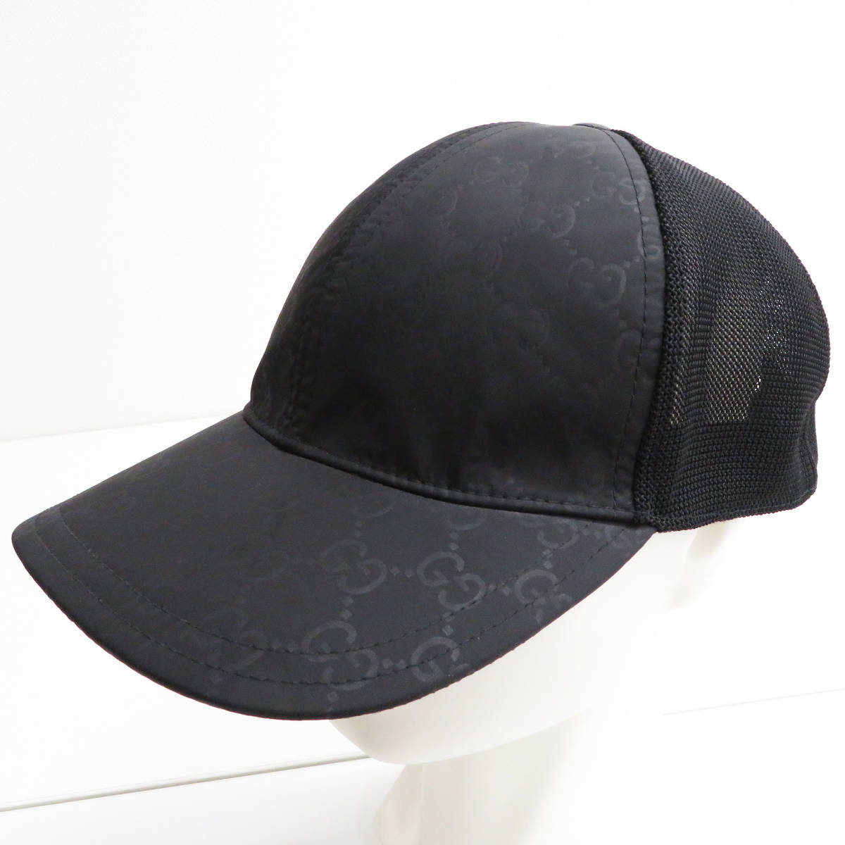 即決】GUCCI グッチ ナイロン ベースボール キャップ メッシュ GG柄