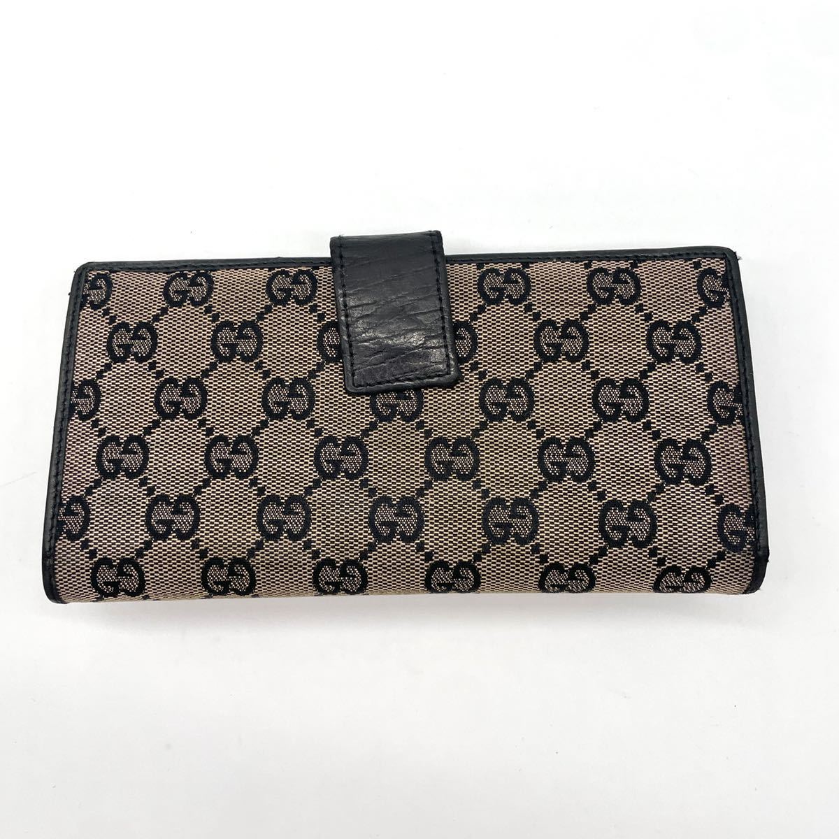 GUCCI(グッチ) 長財布 バンブー 112535 黒×ライトブラウン レザー 1円 【未使用保管】 GUCCI グッチ バンブー 長財布 GGキャンバス