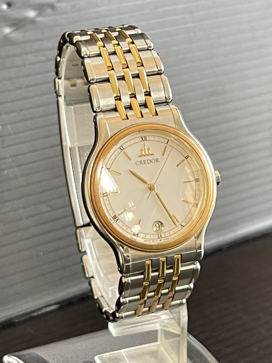 MI0404-93I　18KT BEZEL　HATTORI　SEIKO　CREDOR　9572-6000　QUARTZ　腕時計　セイコー　クレドール　クォーツ　