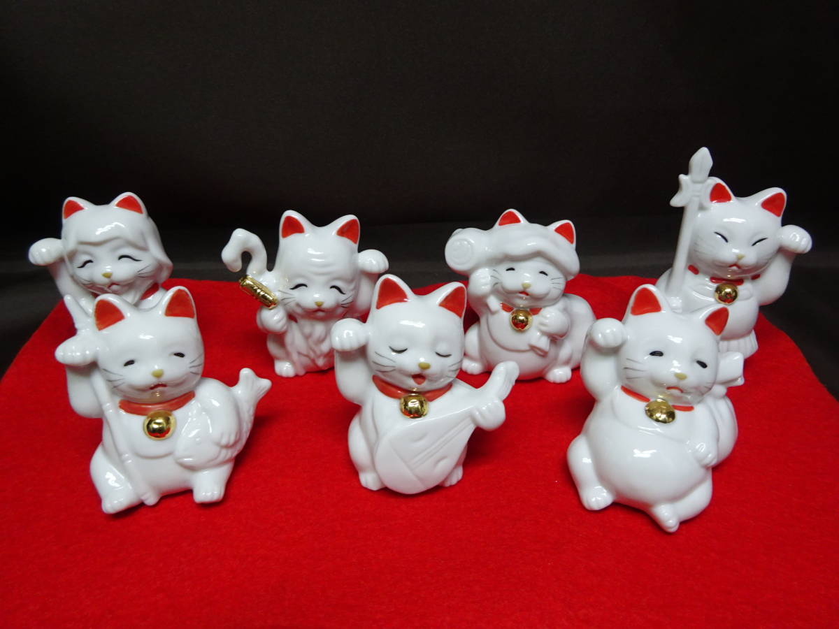 招き猫 七福神 : 置物 七福猫 七福招き 開運 招福 おめでたい 縁起 