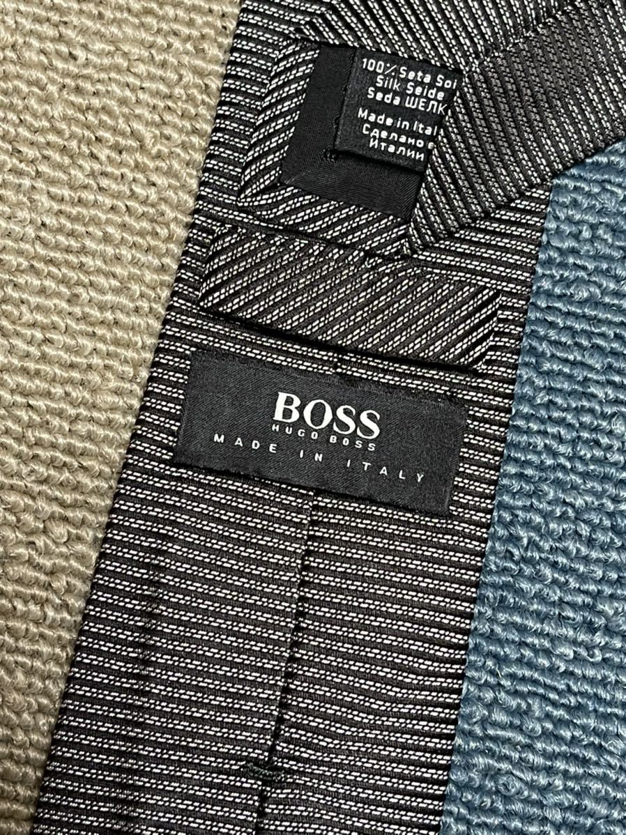 ほぼ未使用 ″HUGO BOSS″ ヒューゴボス ボーダー ナロータイ ブランド 