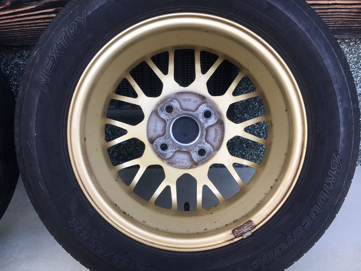 美品 スバル 純正オプション BBS ゴールド 13インチ◇タイヤ付き4本 