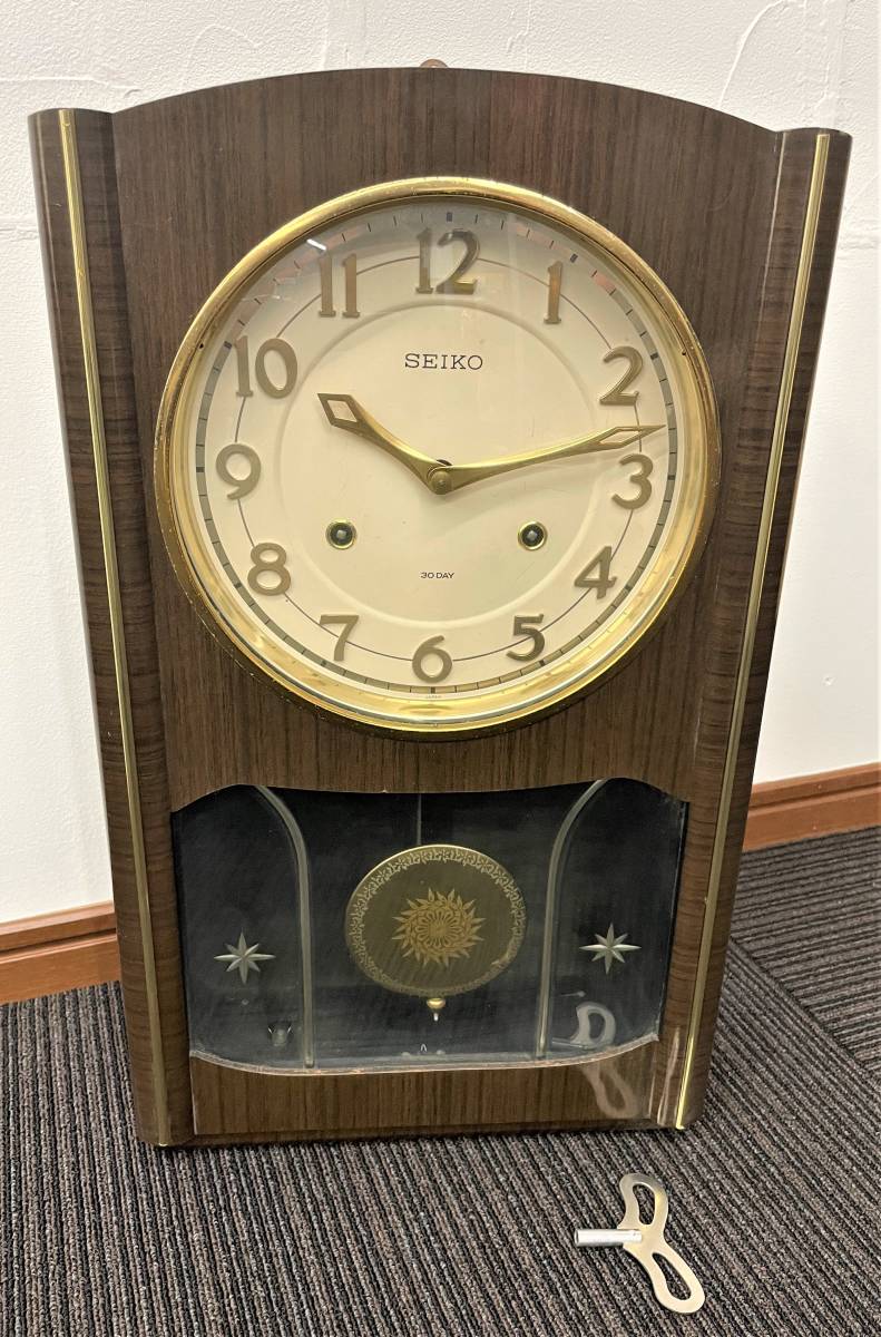 動作品 SEIKO 【 30DAY 巻掛時計 セイコー 4P404 】 柱時計 1ヵ月