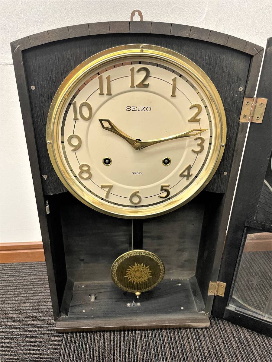 動作品 SEIKO 【 30DAY 巻掛時計 セイコー 4P404 】 柱時計 1ヵ月