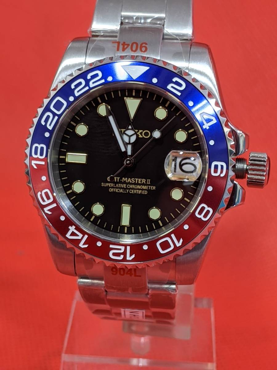 正規品，セール 1円スタート 40mmセイコーカスタムダイバーGMTペプシNH35MODオマージュ黒&times;金文字盤ss(セイコー)｜売買されたオークション情報、yahooの商品情報をアーカイブ公開 - オークファン その他