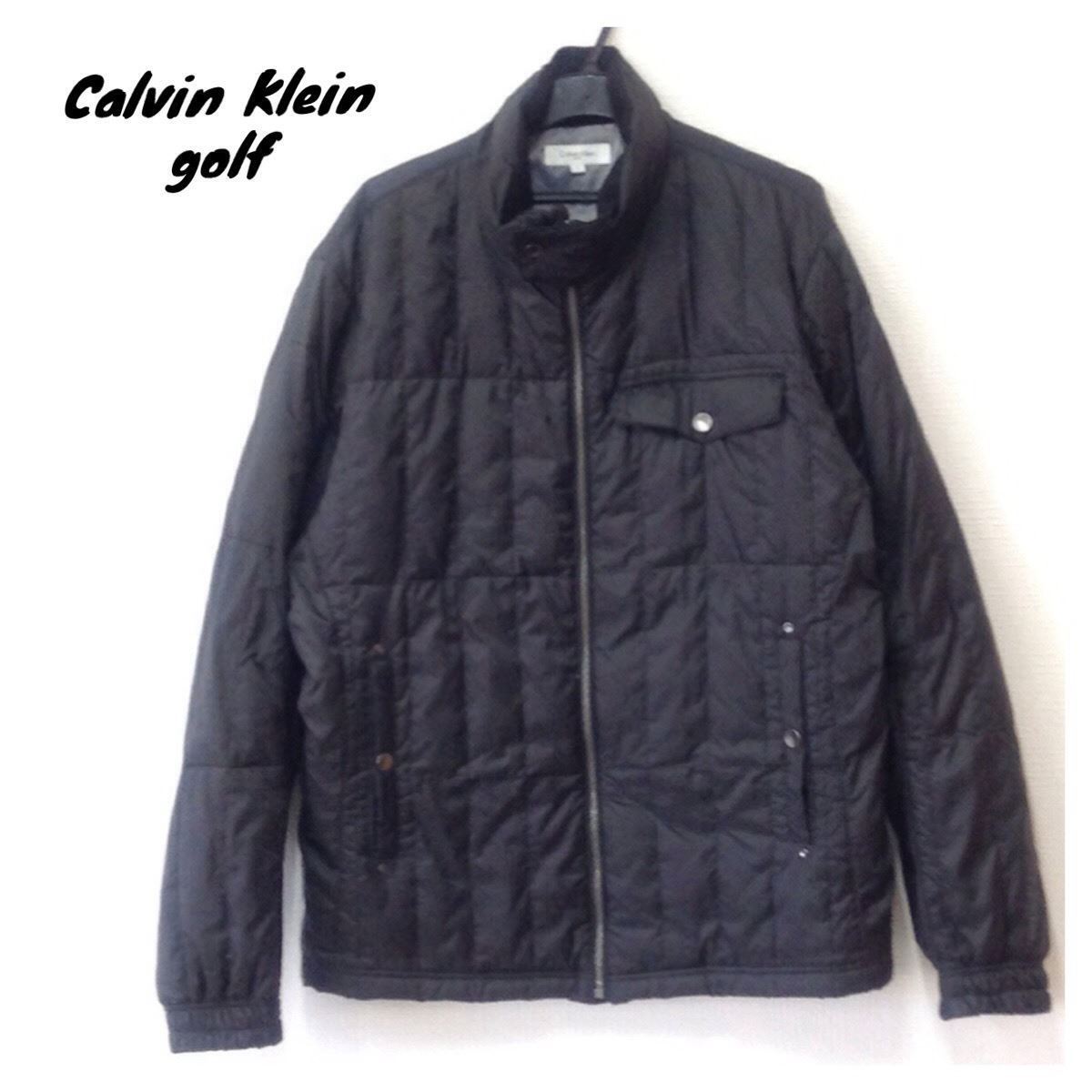 【中古】【送料無料】カルバンクライン ゴルフ Calvin Klein golf ダウンジャケット バックロゴプリント ブラック メンズ サイズL