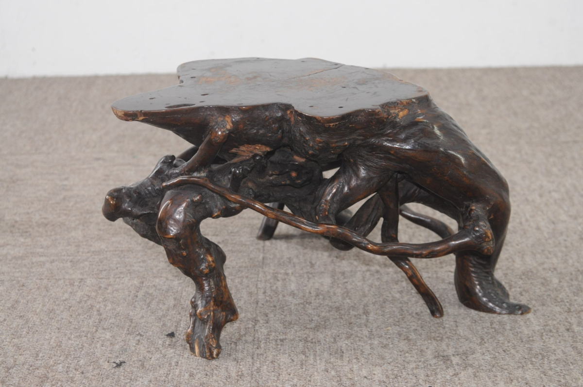 花台 根卓 根木 時代 送料無料 香炉台 幅32cm 高17,8cm 天然彫