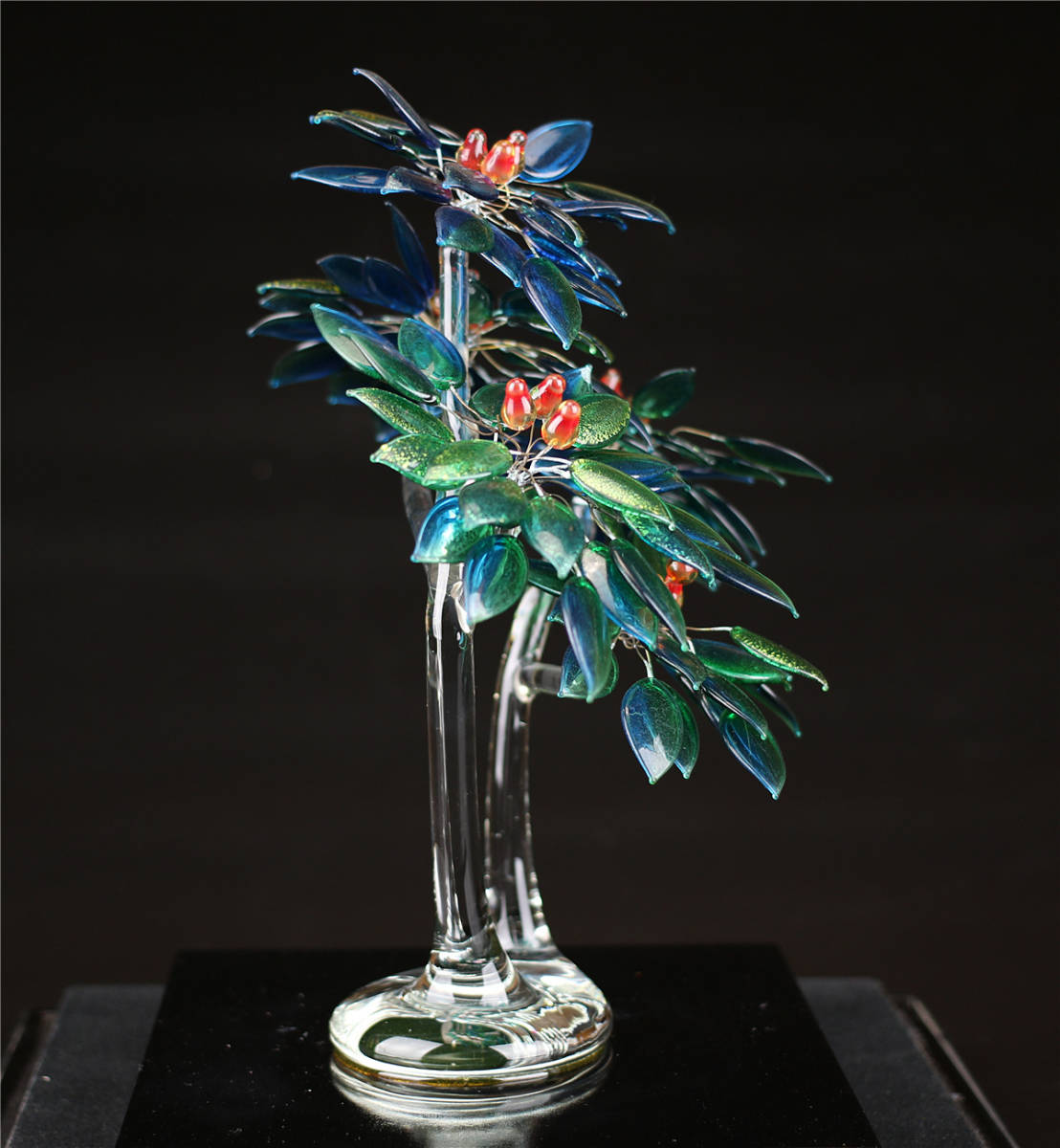 中澤研一郎】作 ガラス工芸 熱帯魚 置物／ガラスケース付 【公式通販】