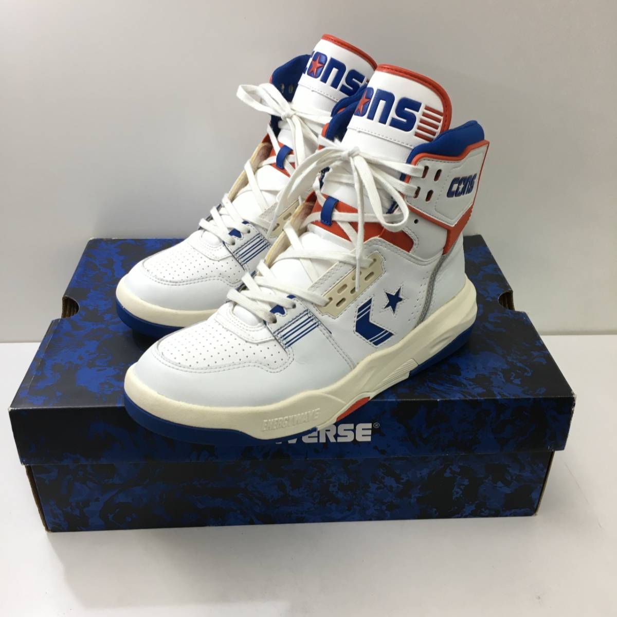 KZ4370★CONVERSE ERX-400 ENERGY WAVE HI★27★白/青/赤 コンバース エナジーウエーブ ハイカット