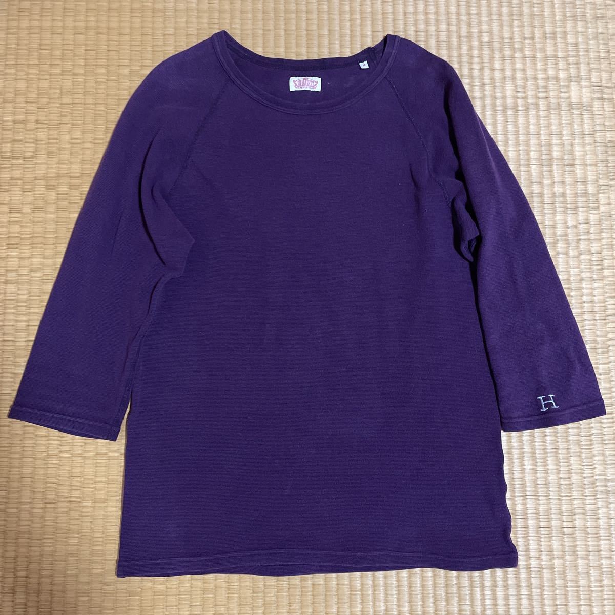 ハリウッドランチマーケット 袖ロゴ刺繍入り 七分袖 ストレッチ 