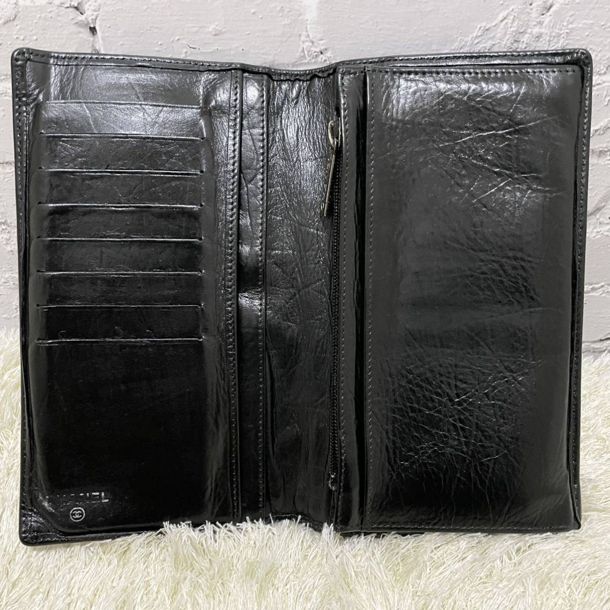 希少】CHANEL シャネル カンボンライン 長財布 シワ加工(長財布（小銭 