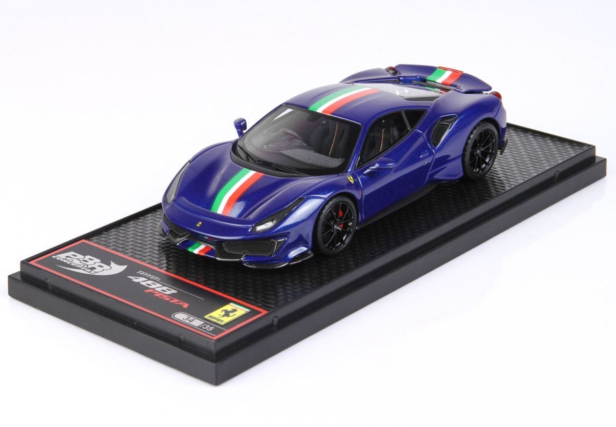 BBR 1/43 Ferrari 488 Pista RHD Blue Tour De France/ Italian Flag
