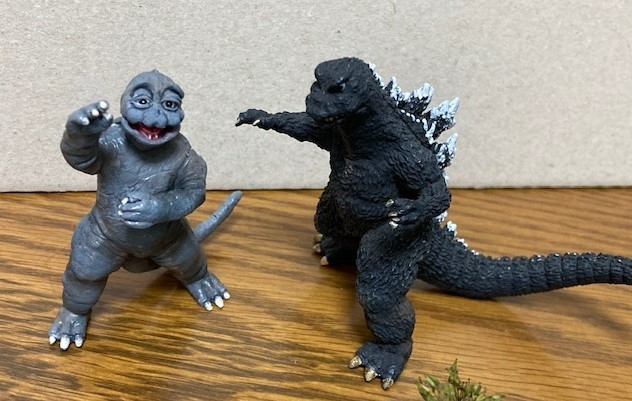 ☆ゴジラ ミニラ イワクラ 東宝 特撮大百科 ベース付 ジオラマ 南海
