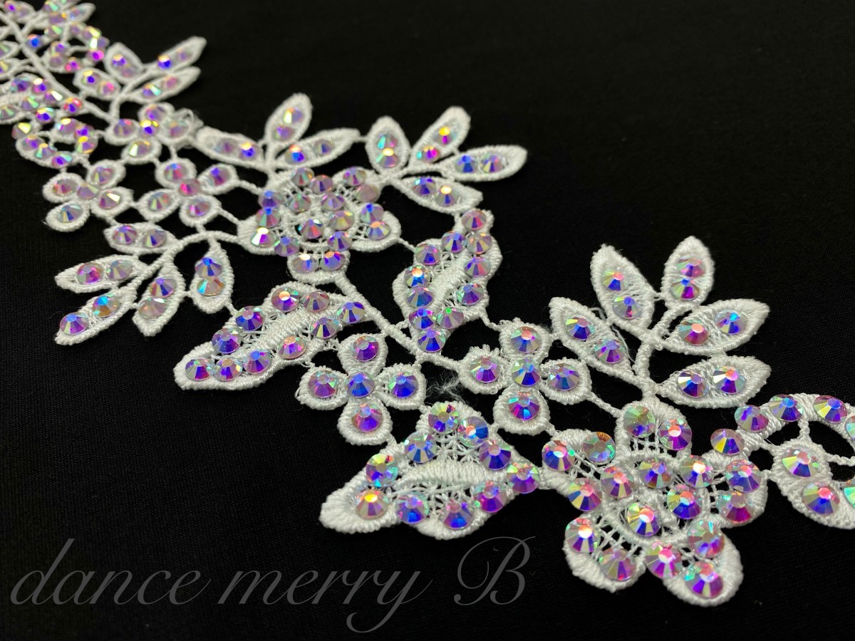 ☆送料無料☆【MERRY】 ラインストーン モチーフレース 828 白 社交