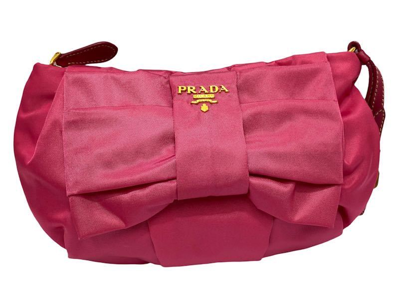 品質保証，正規保証 PRADA プラダ リボンポーチ ピンク系 かわいい ハンドバッグ コスメポーチ ストラップ付き りぼん 化粧ポーチ(その他)｜売買されたオークション情報、yahooの商品情報をアーカイブ公開 - オー かばん、バッグ