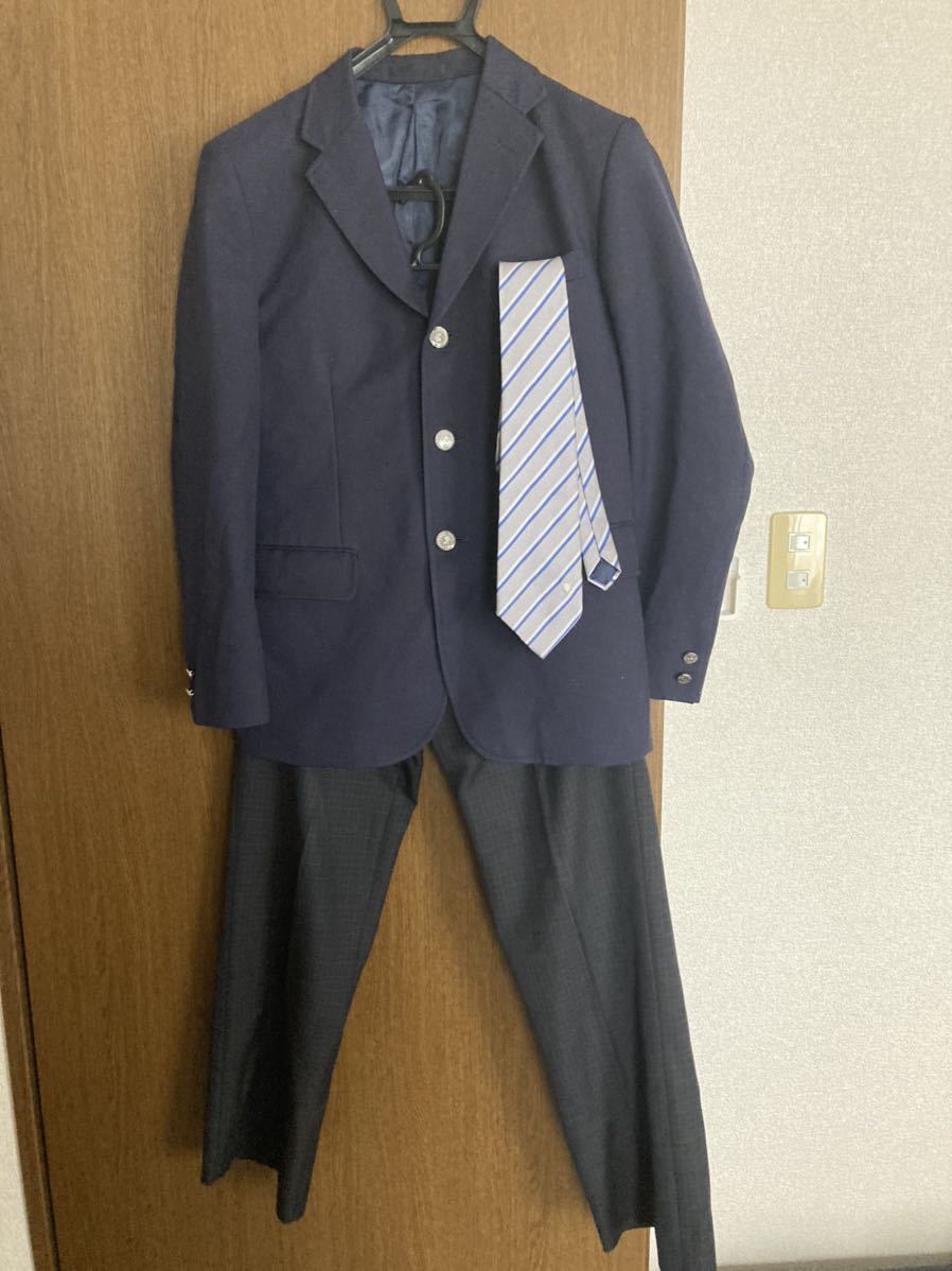 石狩南高校制服(男子) 中古】北海道 石狩南高等学校 男子制服 4点 (ブレザー・ズボン