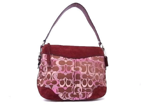 COACH コーチ シグネチャー ワンショルダーバッグ キャンバス ボルドー 