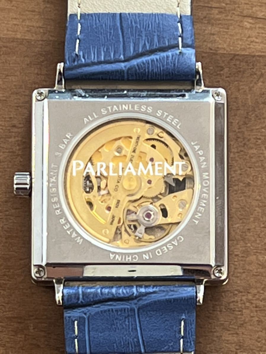 稼働品】PARLIAMENT パーラメント 腕時計 AT 自動巻 裏スケ スクエア 