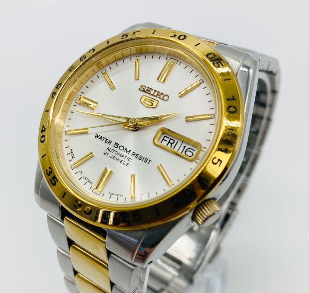 i86 必見！ SEIKO 5 セイコー ファイブ デイデイト 21石 コンビカラー