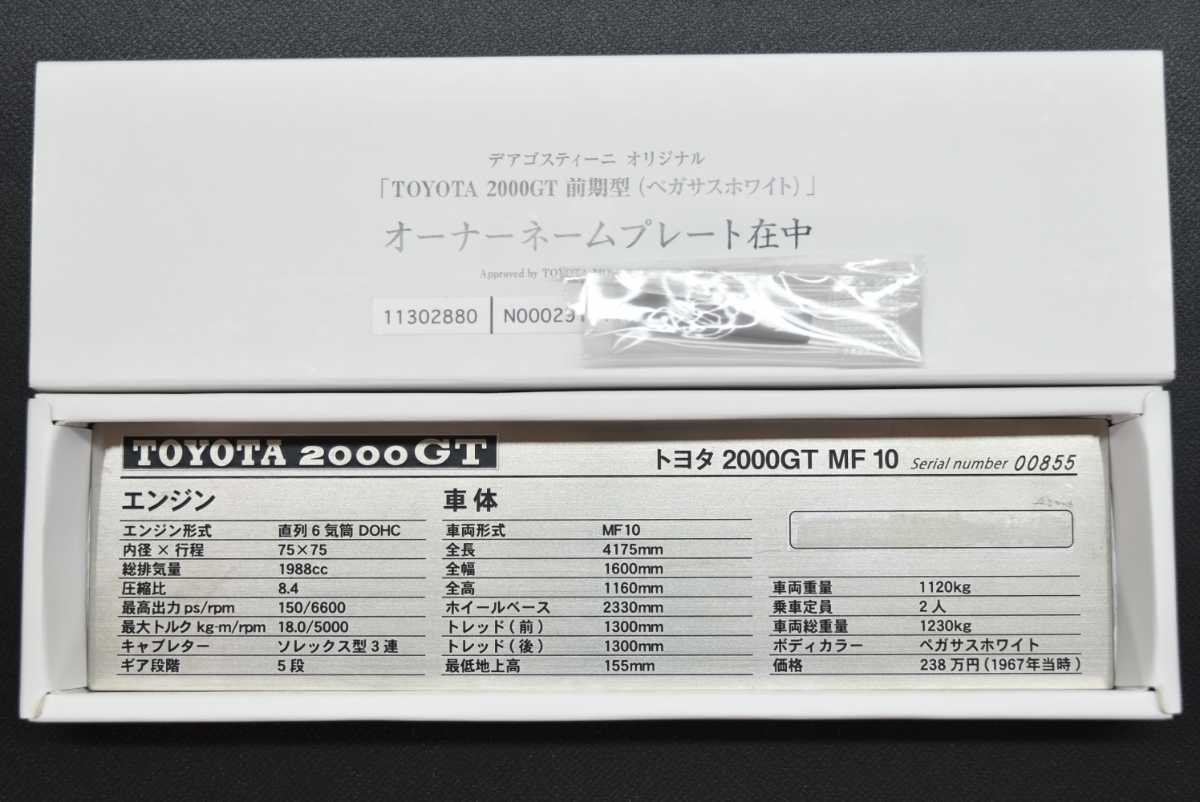 デアゴスティーニ 1/10 トヨタ 2000GT オーナーネームプレート 