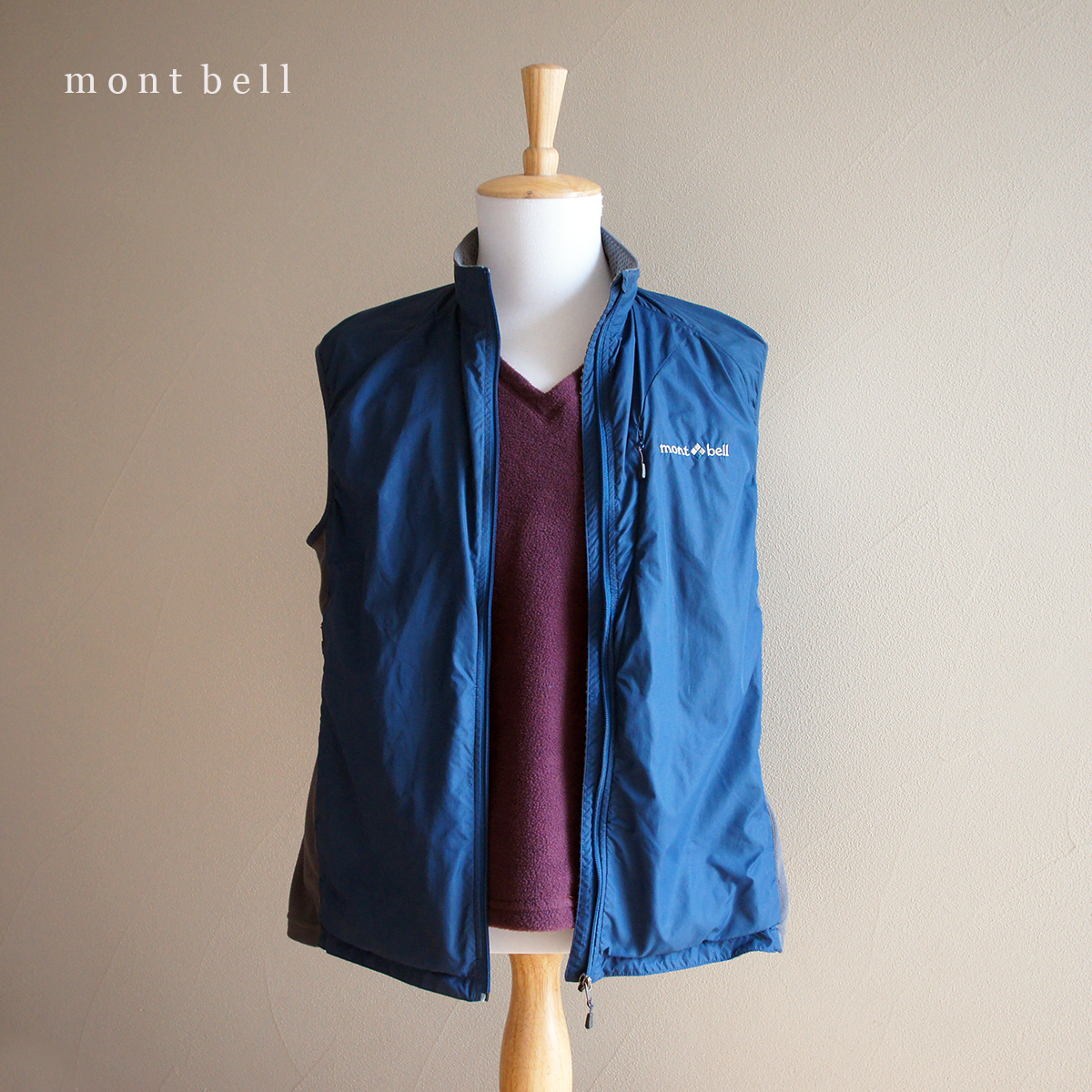 モンベル mont bell クリマプラス メッシュ フルジップ フリース ベスト セット メンズ L XL アウトドア ネイビー ブルー 紺 アウター