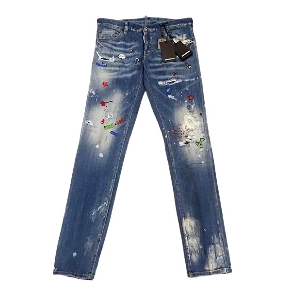 【DSQUARED2 ディースクエアード】ペイントダメージ加工 スリムデニム サイズ46 S74LB0319 タグ付き 【未使用品】