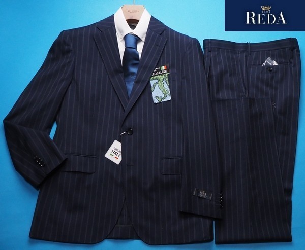 人気SALE，定番 8.6万円 大手百貨店扱い 春夏 REDA ICESENSE イタリア製生地 ウール100% ストライプ スーツBB5紺 B 1632071(Mサイズ)｜売買されたオークション情報、yahooの商品情報をアーカイブ公開 - オークファン Mサイズ