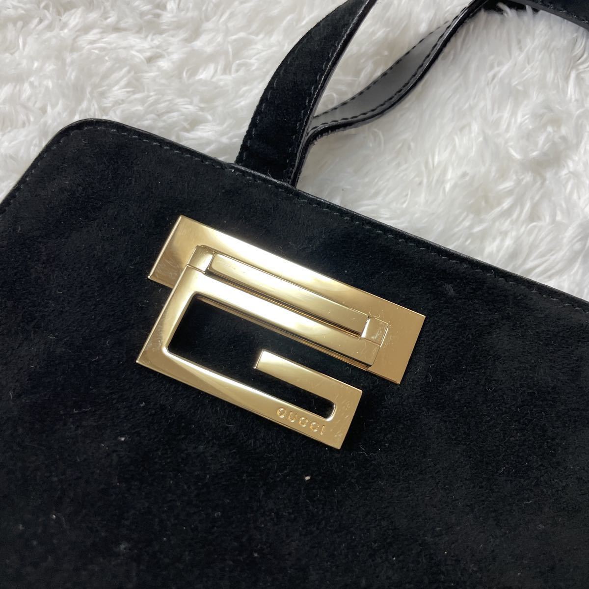 美品】GUCCI グッチ バンブー 竹 ハンドバッグ スエード レザー 本革 